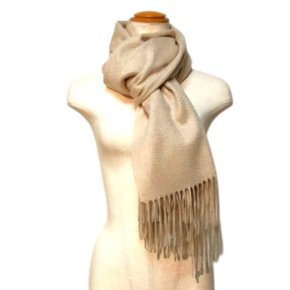 大幅値下60㎝×190大判無染色 100% カシミヤストールマフラーBEG 新品