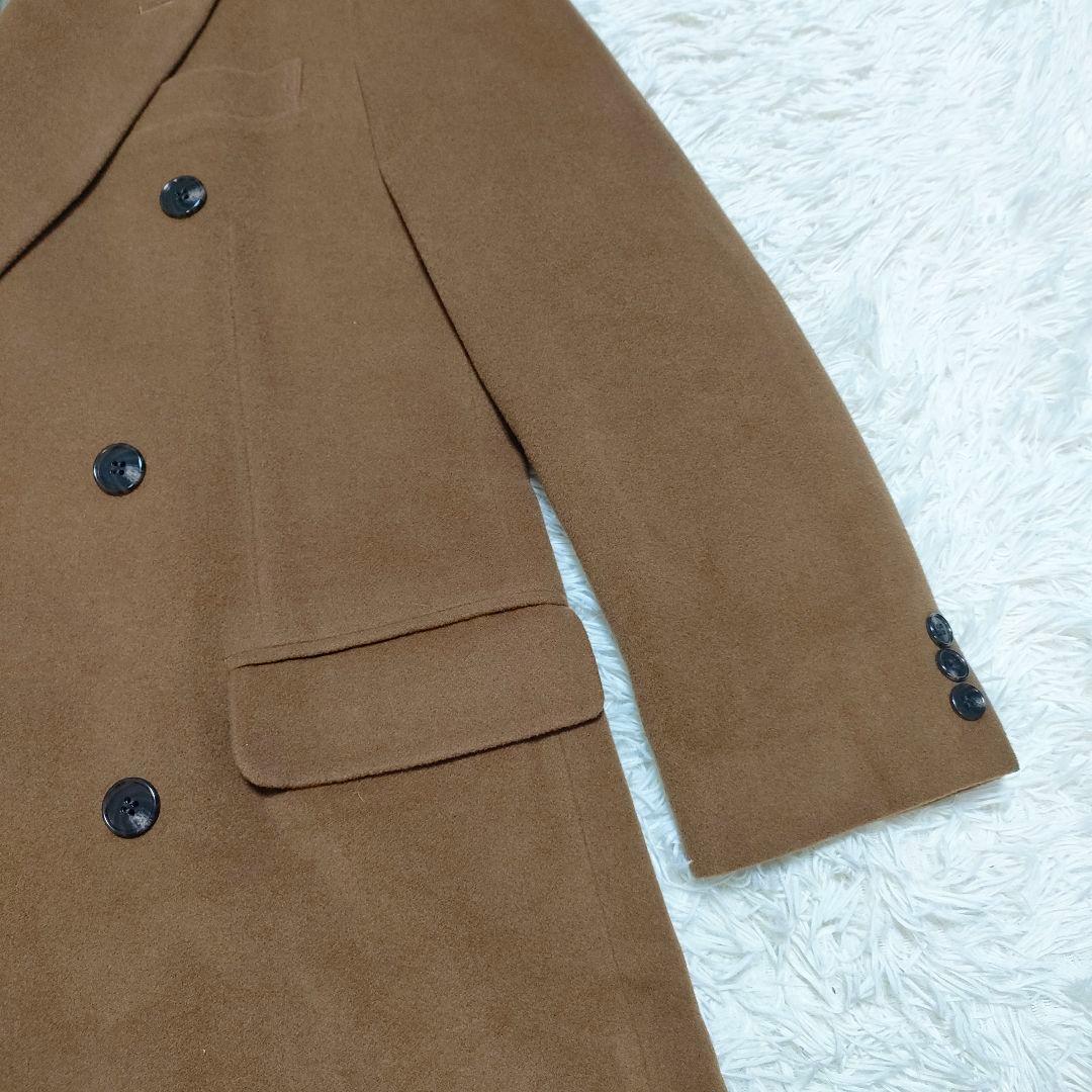 カシミヤ】 着丈113cm ダブルチェスターコート ブラウン メンズ サイズ