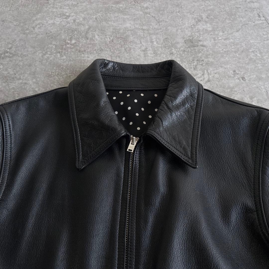 未使用級□WACKO MARIA【M】本革 レザージャケット ドット 総裏 黒