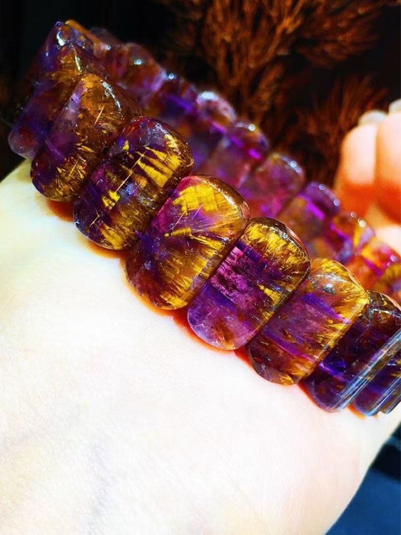 ⭐︎【天然 】カコクセナイト イン アメジスト ブレスレット バングル カコクセナイト・イン・アメジスト ブレスレット 16mm #DK125