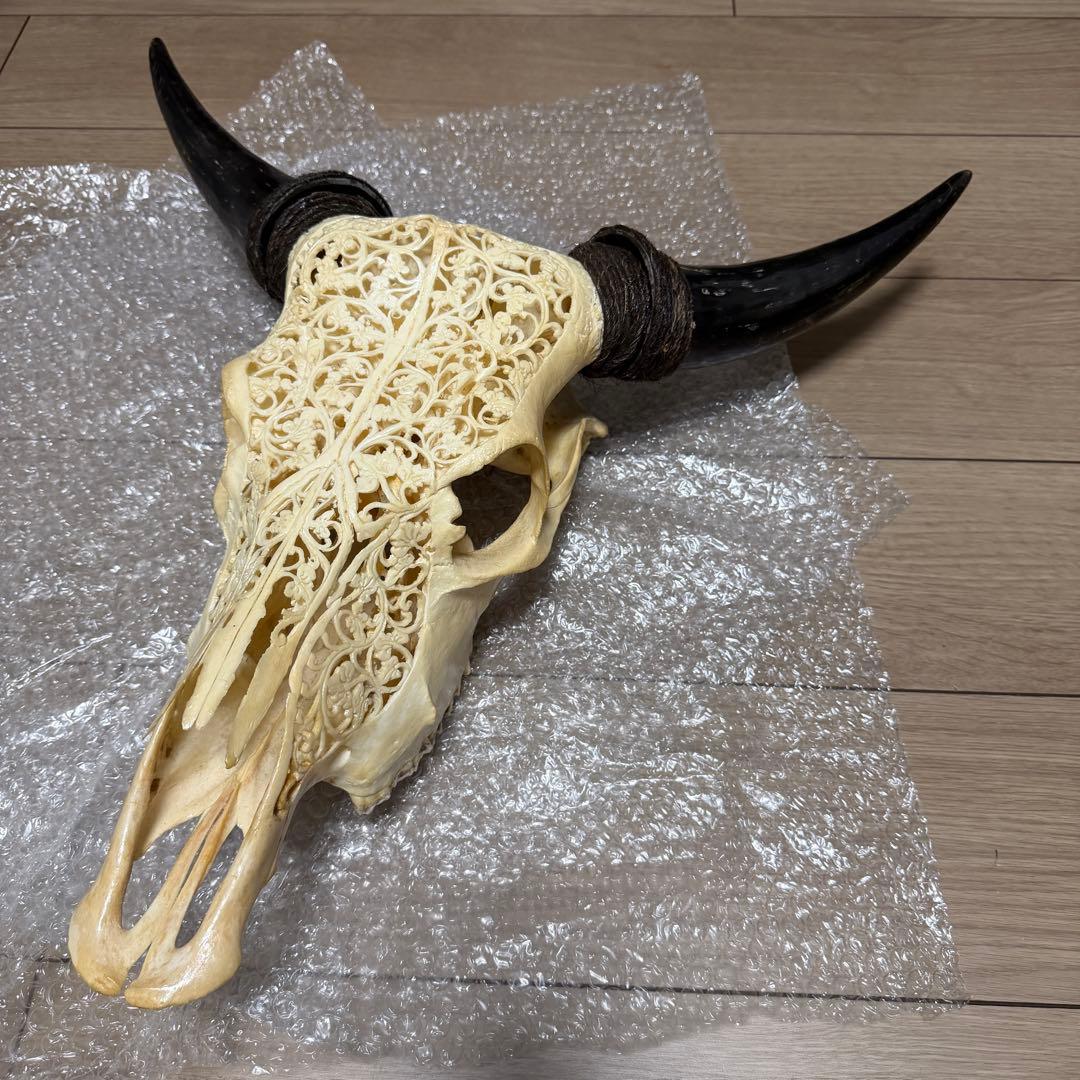値下げしました！バッファロースカル　牛頭蓋骨　壁掛け彫像　カウボーイ　アメカジ バッファロースカル 牛頭蓋骨 壁掛け彫像 カウボーイ アメカジ 本物