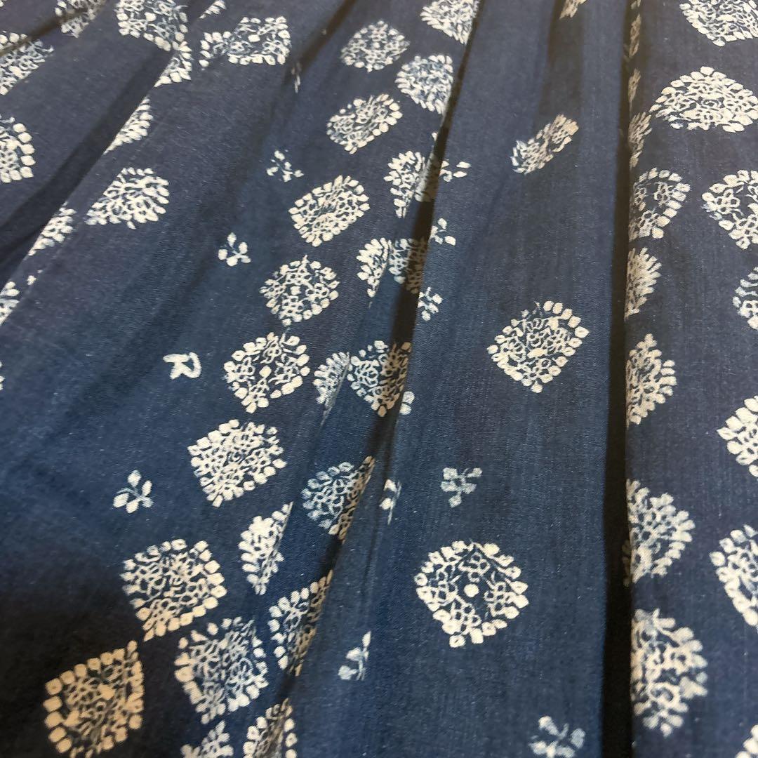 希少☆45rpm インディゴ ボリューム ギャザー スカート 藍染 花柄