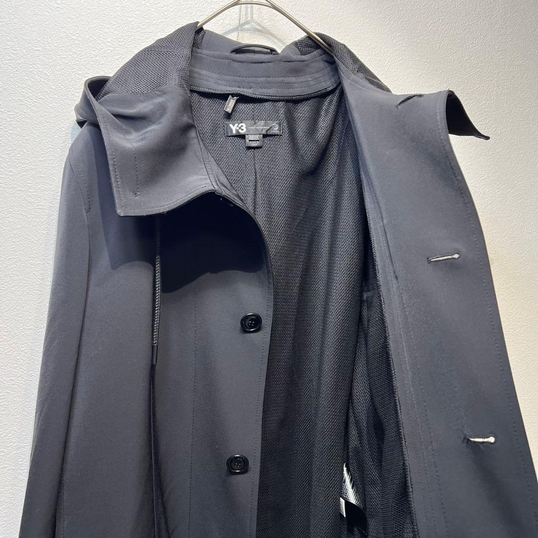 希少 美品 Y-3 ウール ライナー付き 刺繍ロゴ ステンカラー ロング