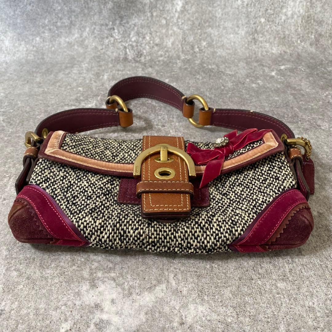 COACH コーチ ソーホー ツイード デミフラップ ハンドバッグ 8F01