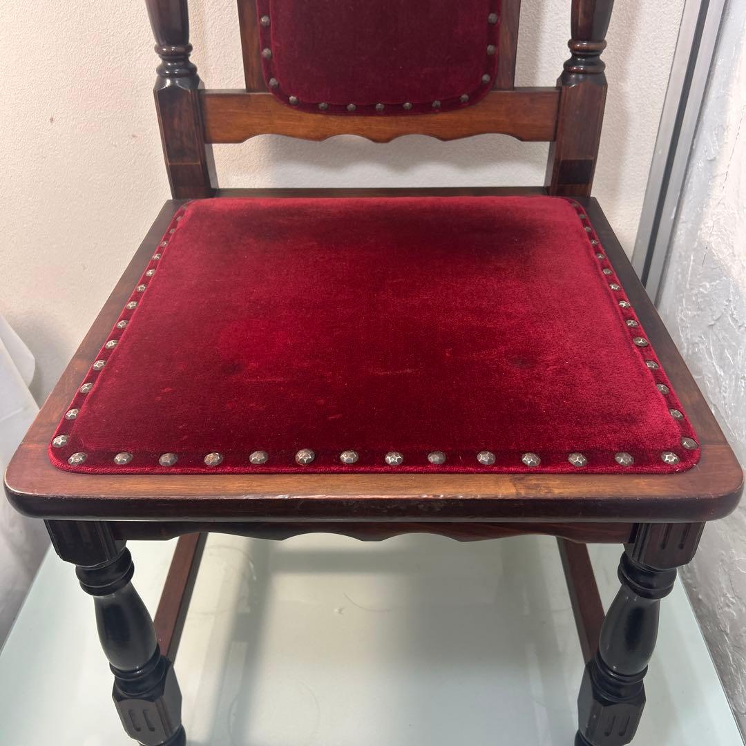 昭和レトロ 当時物 高級感のある椅子 赤 布張り 木製-ブランド 激安