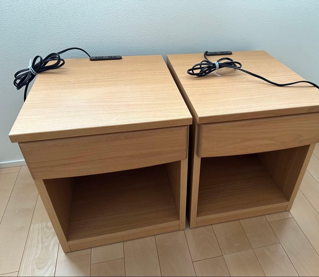 ⭐︎美品⭐︎ナチュラルウッド サイドテーブル 2個セット　日本製 サイドテーブル 2WAY 天然木 幅54cm （ トレイ 高さ調節 木製 机