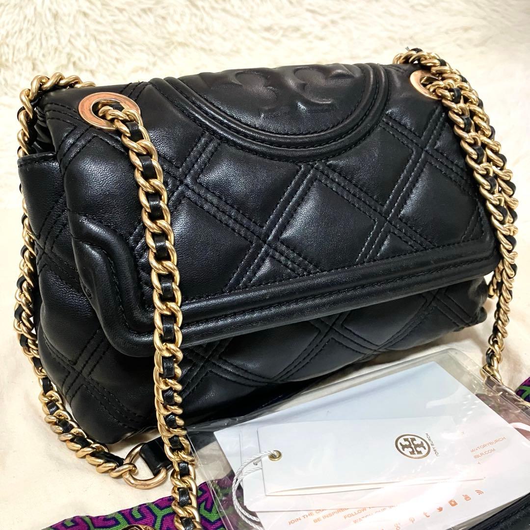 【良品】トリーバーチ＊キルティング ゴールドチェーン レザーブラック TORY BURCH（トリーバーチ） ハンドバッグ ショルダー 2WAY レザー