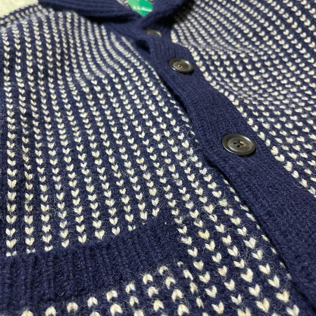 タグ付未使用 L.L.Bean バーズアイ ショールカラーウールカーディガン L