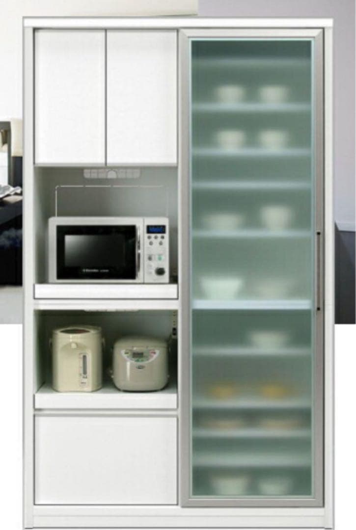 食器棚 引き戸 オシャレ モイス機能付き キッチンボード 食器棚 完成品 幅122 大容量 引き戸 ガラス 収納