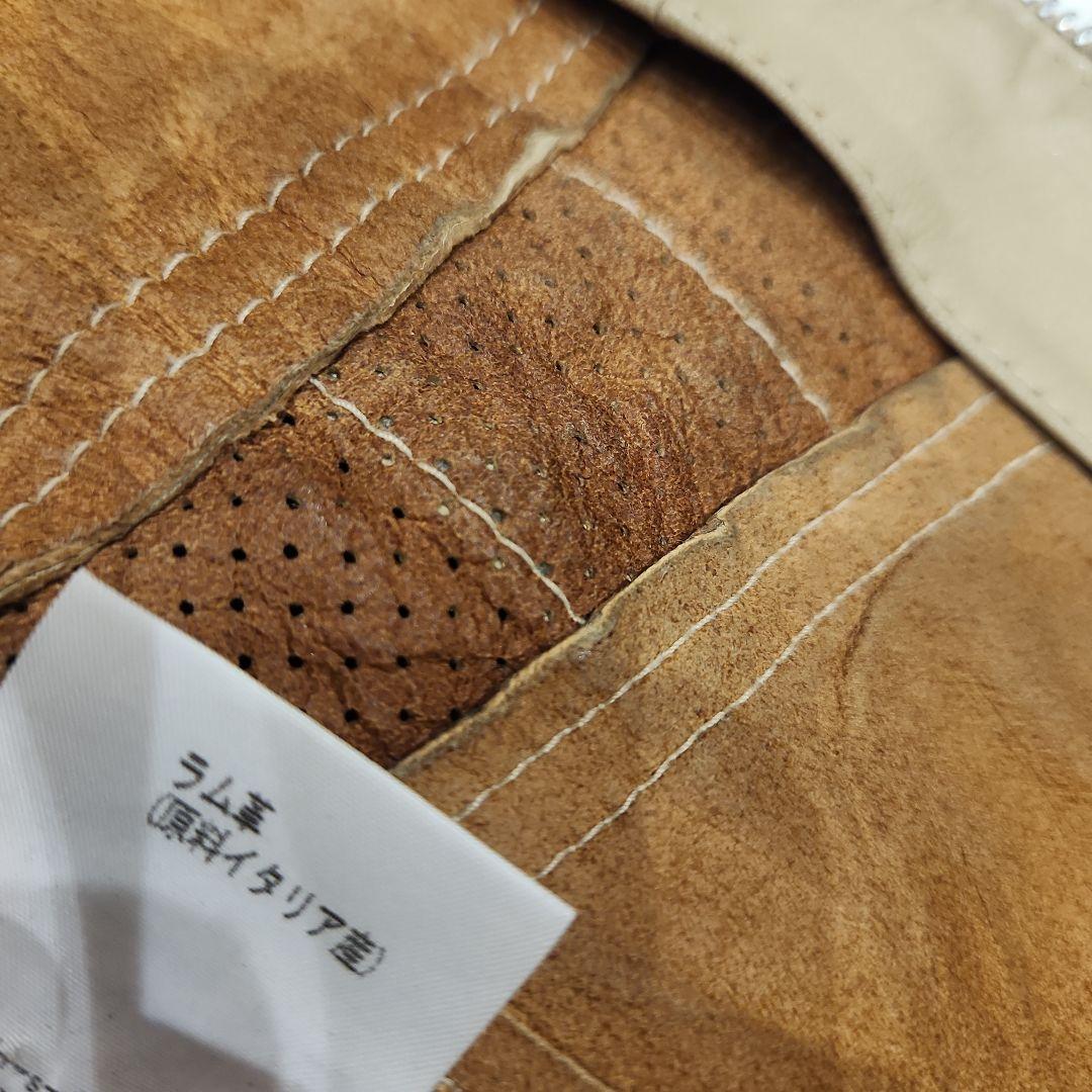 FLASK レザージャケットラムレザーベージュパンチング原料イタリア産