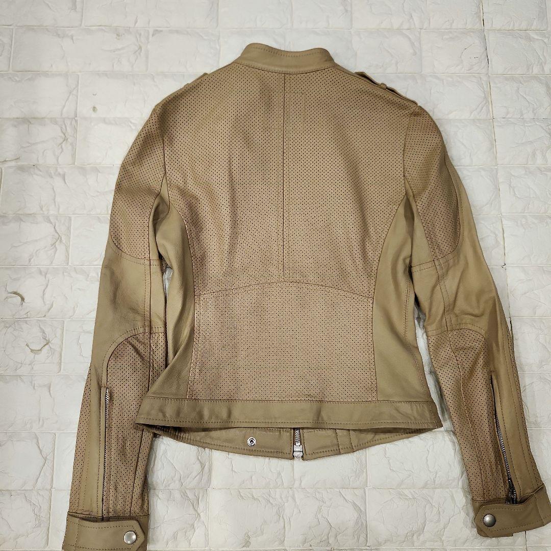 FLASK レザージャケット ラムレザー ベージュ パンチング 原料イタリア産