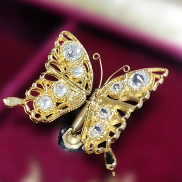 美品】小樽オルゴール堂 アンチモニーBOXオルゴール蝶々 星に願いを