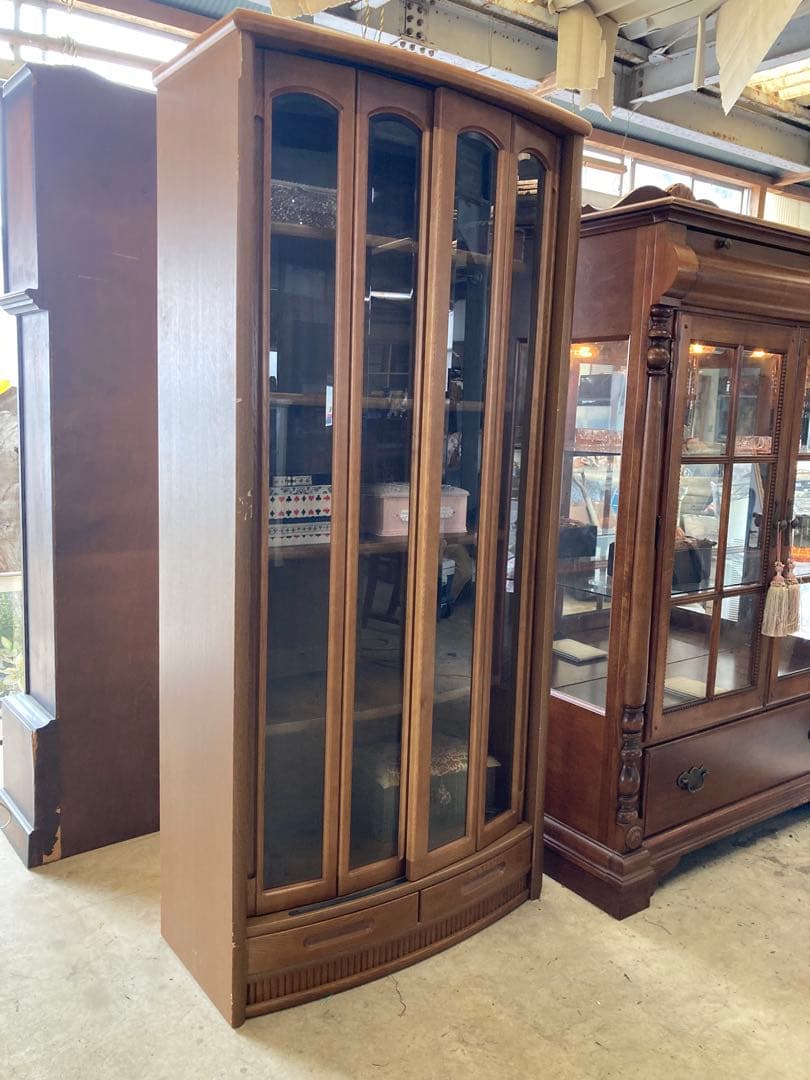 浜本工芸　書棚　NO.1900書棚D スライド扉　引出し2杯 No.1900 書棚H 幅85cm×高さ120cm | 浜本工芸 | 家具インテリア通販