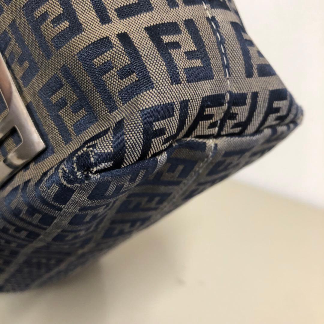 希少】FENDI フェンディ ボストンバッグ ズッキーノ柄 ネイビー 大容量