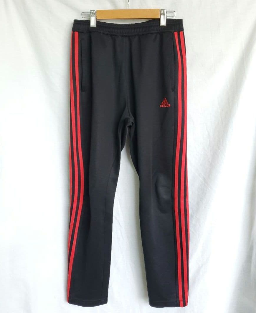 adidas アディダス トラックパンツ ジャージパンツ ライン 黒赤