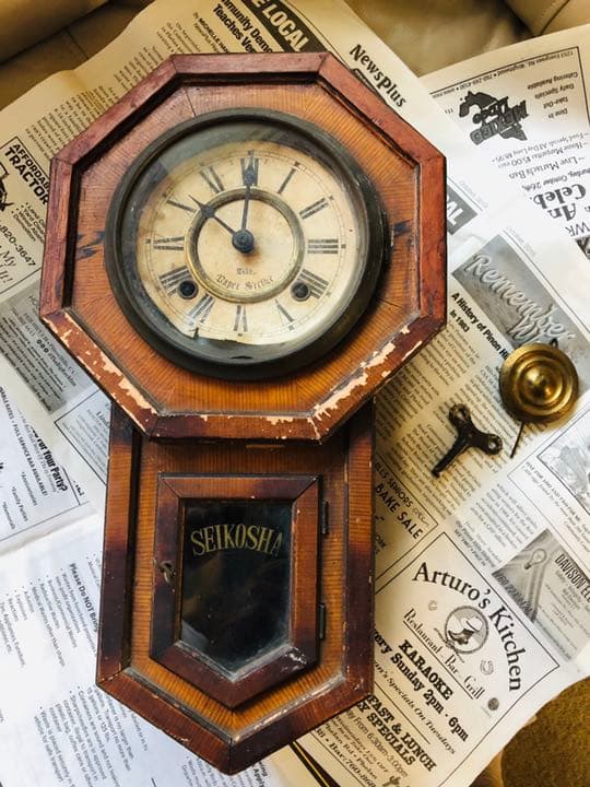 精工舎 SEIKOSHA 掛け時計 柱時計 八角 ゼンマイ時計 - メルカリ