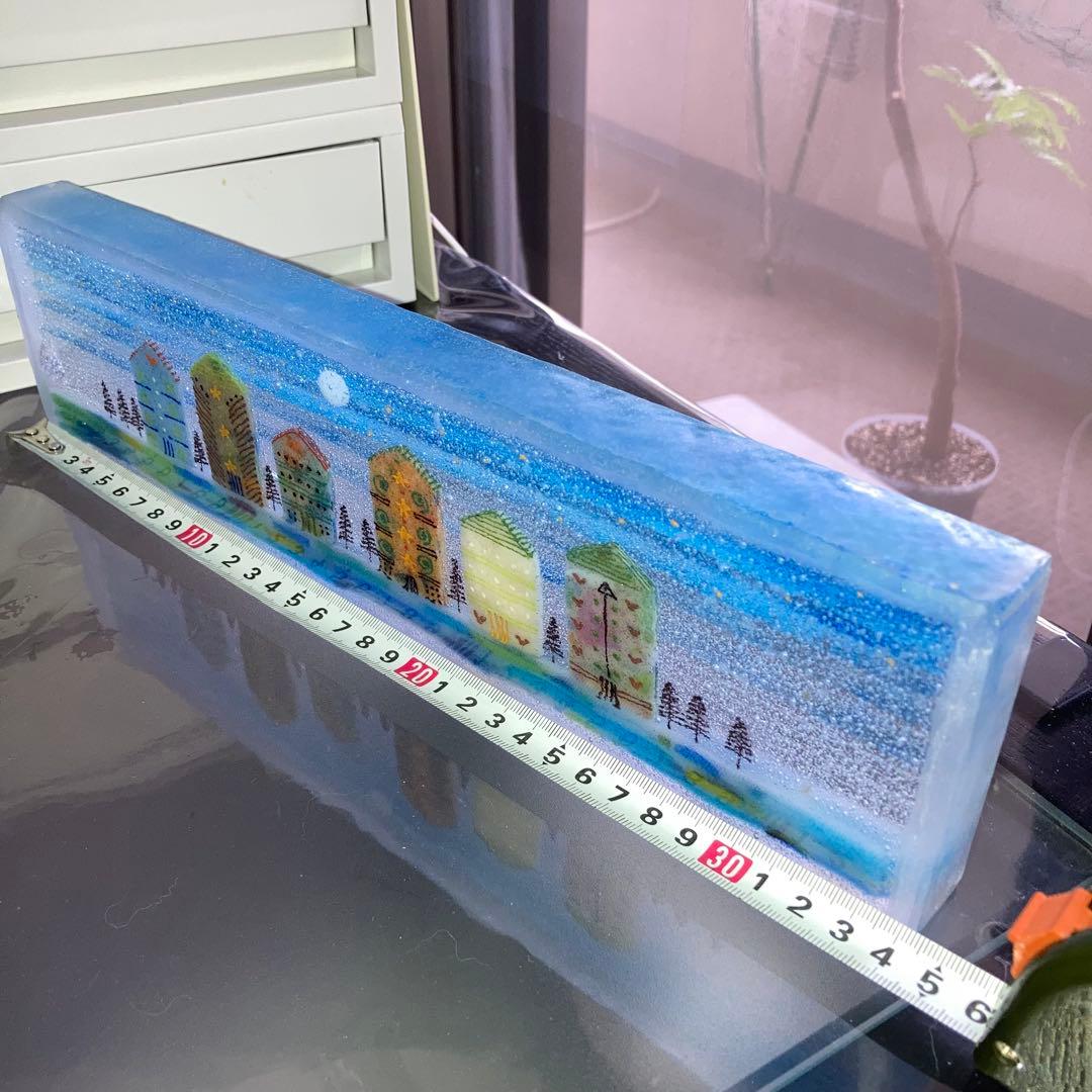 ガラス工芸品ガラスアートアートオブジェクラフト透明な風景ブルー