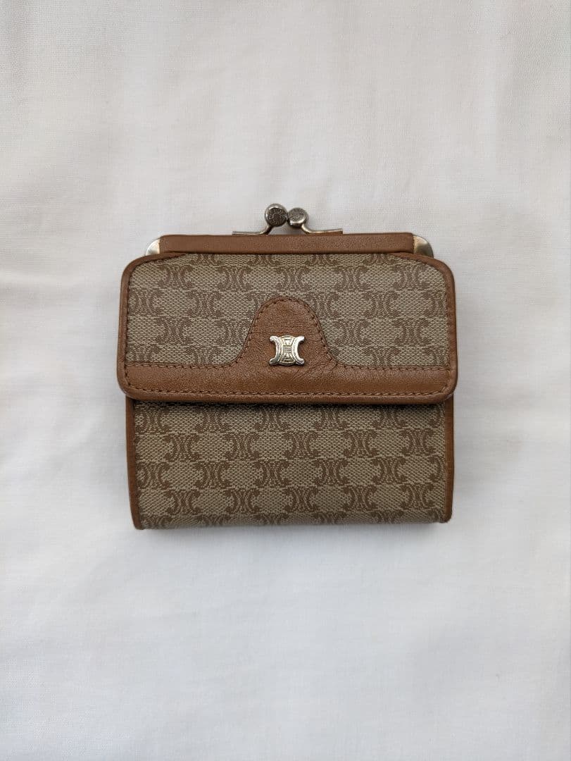CELINE オールド 三つ折り財布 コンパクトウォレット ミニ財布 マカダム柄 OLD CELINE マカダム柄ミニ折財布（茶） – Vintage Shop Rococo