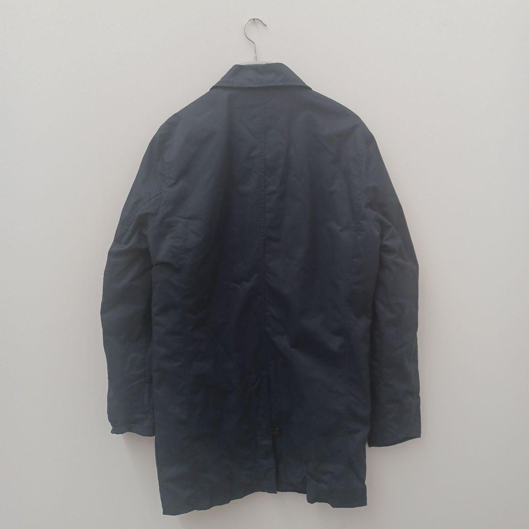 デンハムDENHAMネイビー ステンカラーコート ロゴ入り - メルカリ