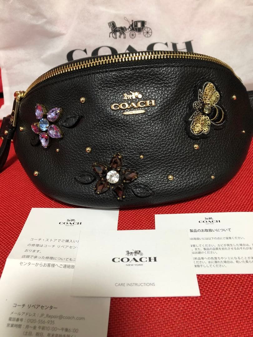 COACH 黒 レザー ボディバッグ ビジュー付き コーチ COACH CW218 SVBK1127 （ブラック） -waja bazar - 海外