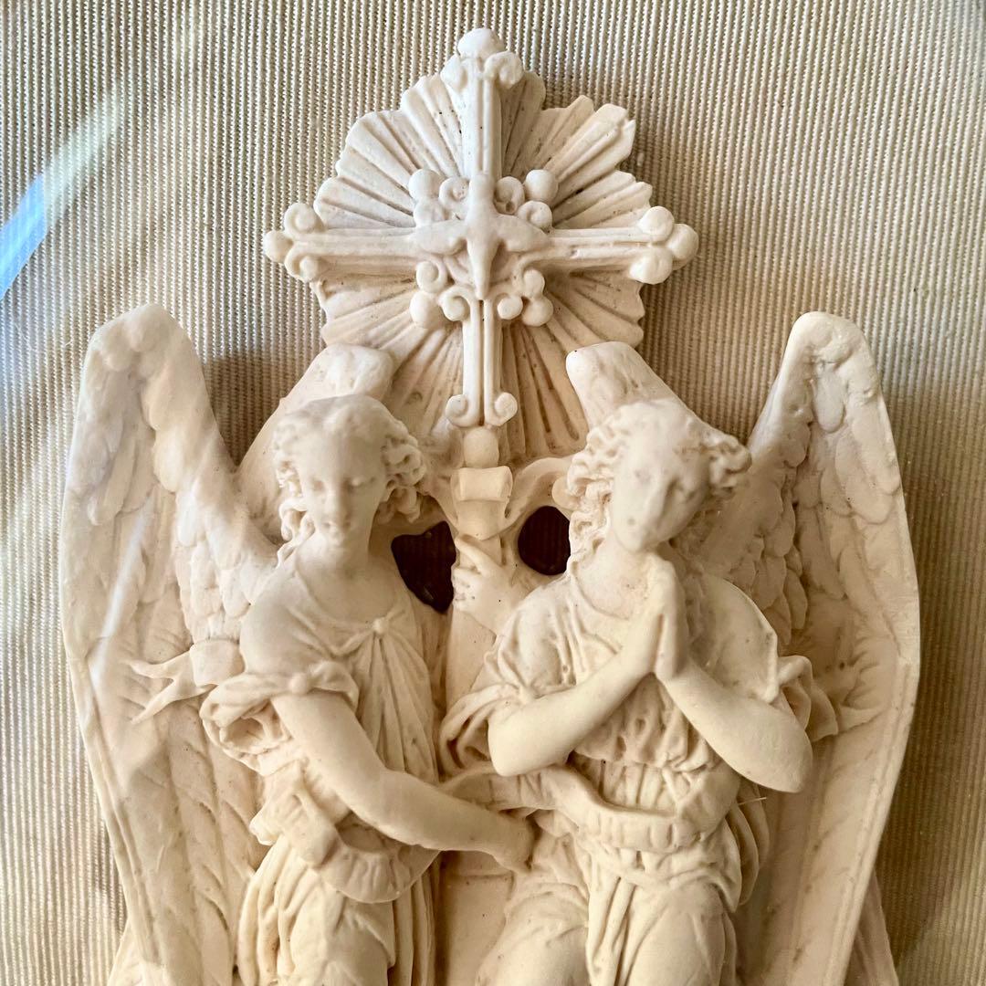 2人の天使のメダイヨン エンジェル フランスアンティーク エクリュ