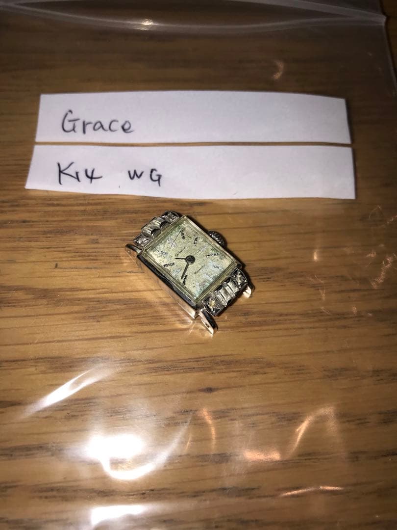 ジャンク腕時計ベルト無し/K14 WG〜GRACE 〜重さ不明 J-AXIS ジェイアクシス メッシュベルトウォッチ[品番：BCYW0015037