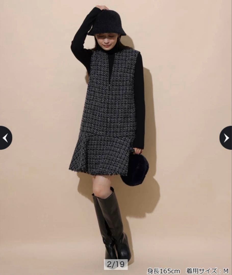 ◇Apuweiser riche ツイードペプラムワンピ - メルカリ