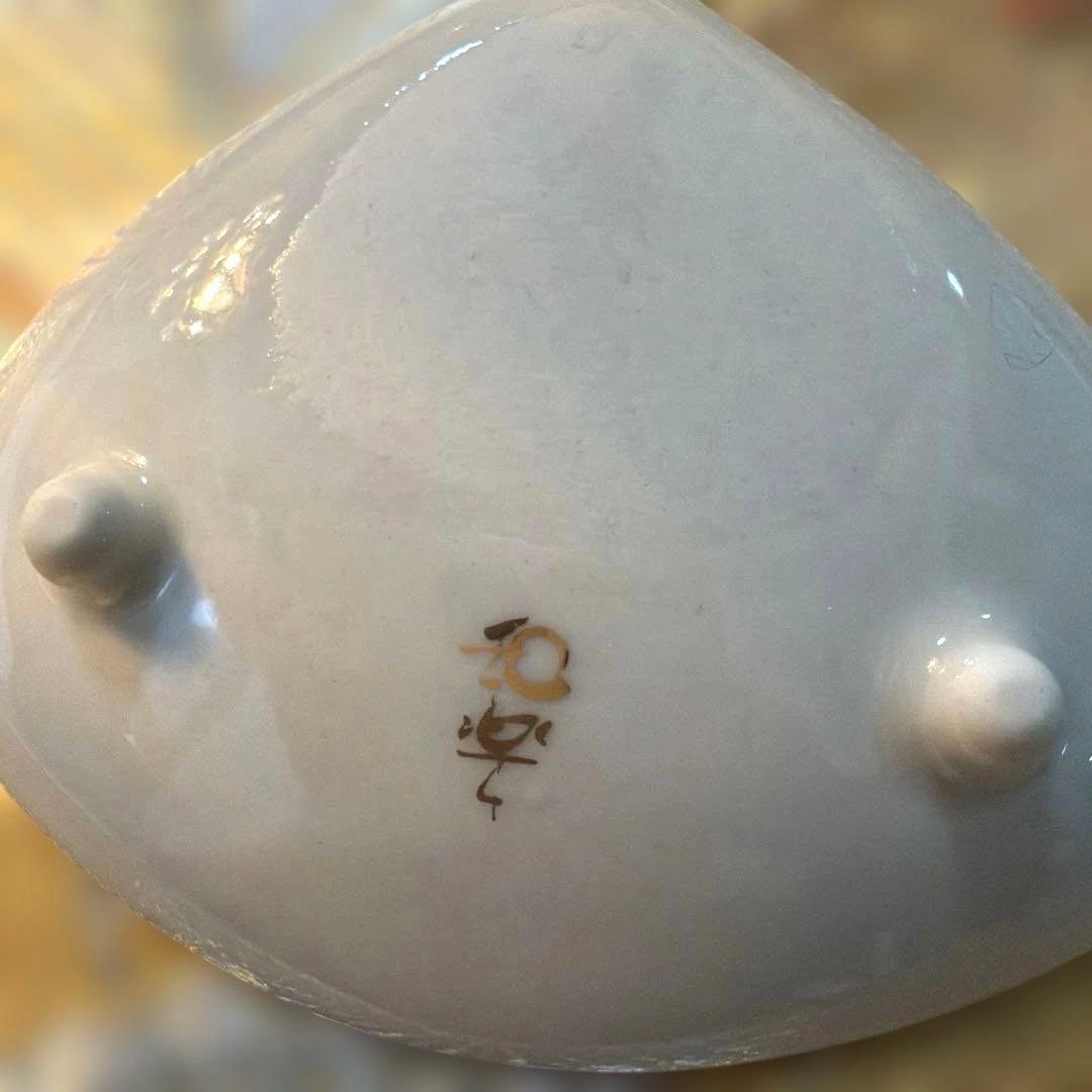 前畑陶器　庫山窯初梅　羽子板皿　春秋貝型　珍味入れ　豪華箸置き　No.4-47