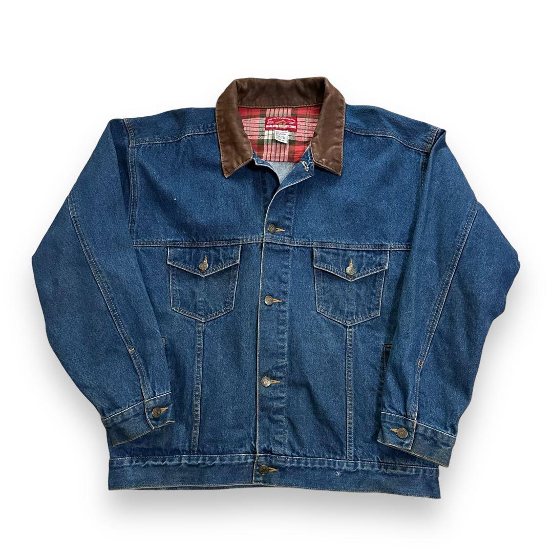 90s MARLBORO マルボロ レザー切り替え デニムジャケット Gジャン