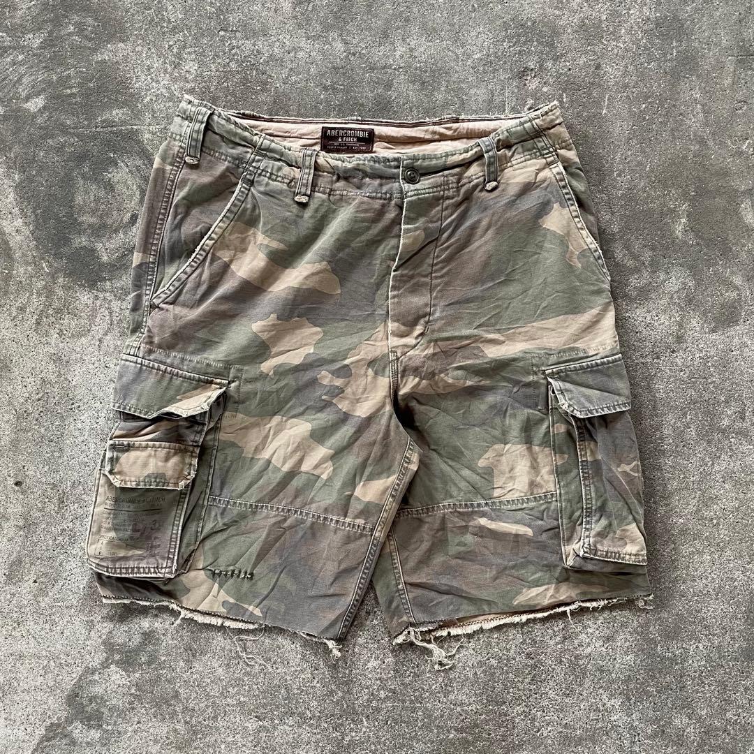 ベッカム着用】アバクロンビー&フィッチ ベルト付 迷彩ハーフカーゴ