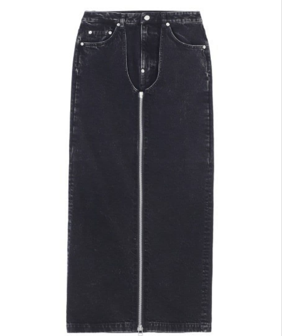 ジョンローレンスサリバン　デニムジップロングスカート JOHN LAWRENCE SULLIVAN/ジョンローレンスサリバン】WASHED DENIM