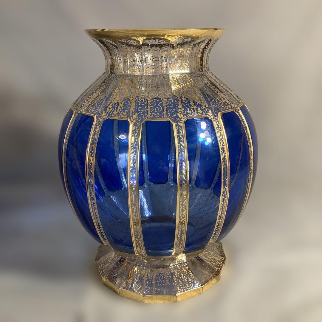 【クローバージジさん専用】ボヘミアグラス　王室御用達　モーゼル社　クリスタル花瓶 クローバージジさん専用】ボヘミアグラス 王室御用達 モーゼル社