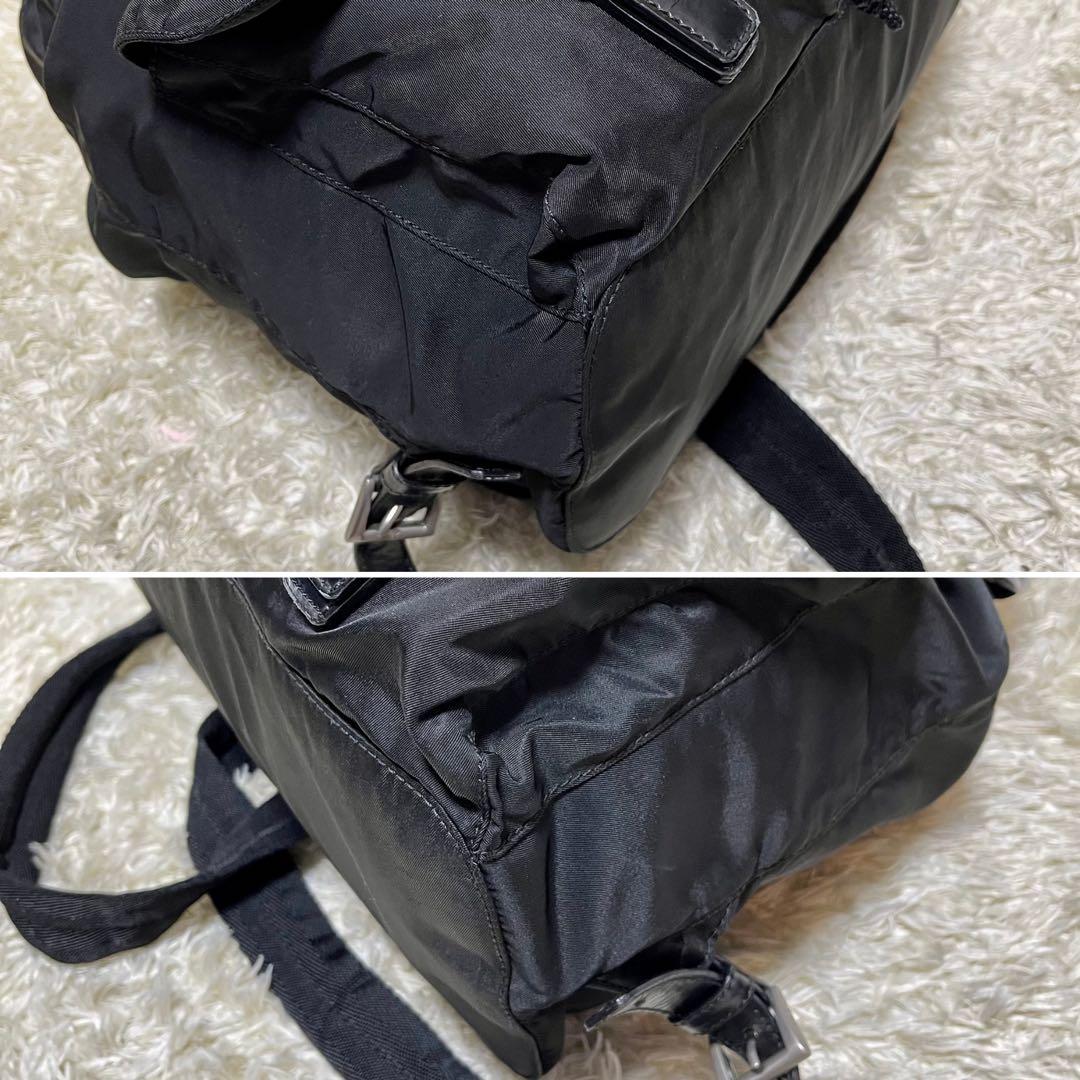 PRADA リュック ナイロン×レザー 黒 ブラック 三角ロゴ 巾着 大容量