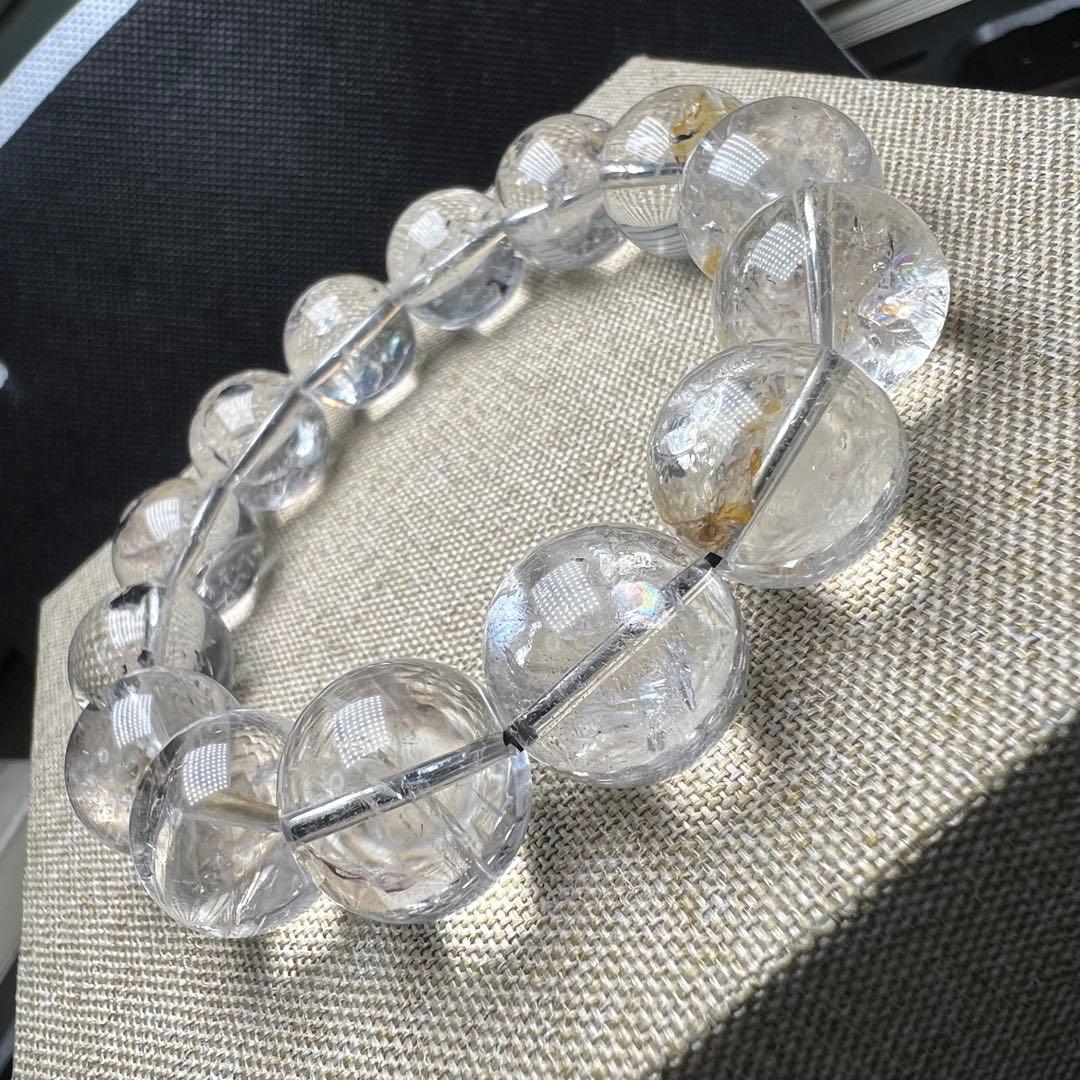 【72201】虹入り ハーキマーダイヤモンド 16.5mm ブレスレット