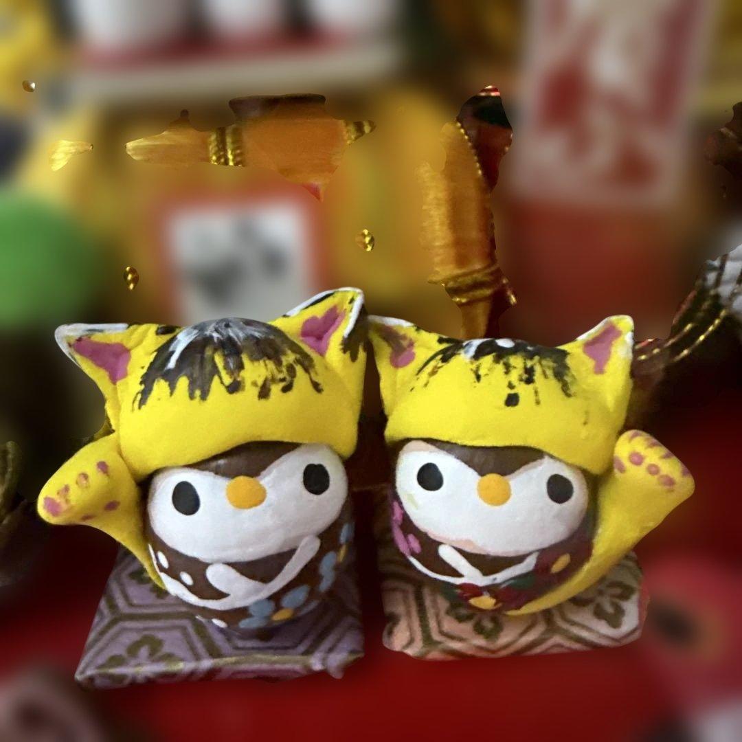 どんぐりアート♡2026年度 祝 お正月猫帽子BIGオブジェ 一点物