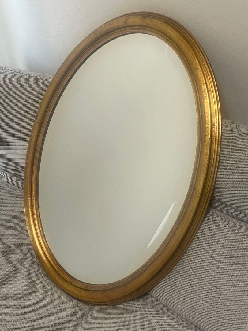 アンティークミラー　ゴールドフレーム楕円鏡　79×59㎝ クラシック調フレーム 楕円 大 ウォールミラー ゴールド / イタリア製