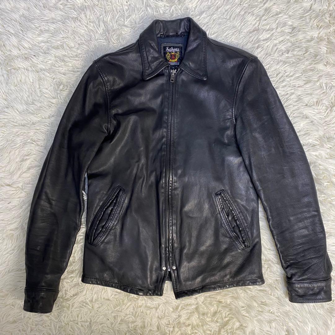 schott ショットシングルライダースS 山羊革星条旗ゴートレザー黒
