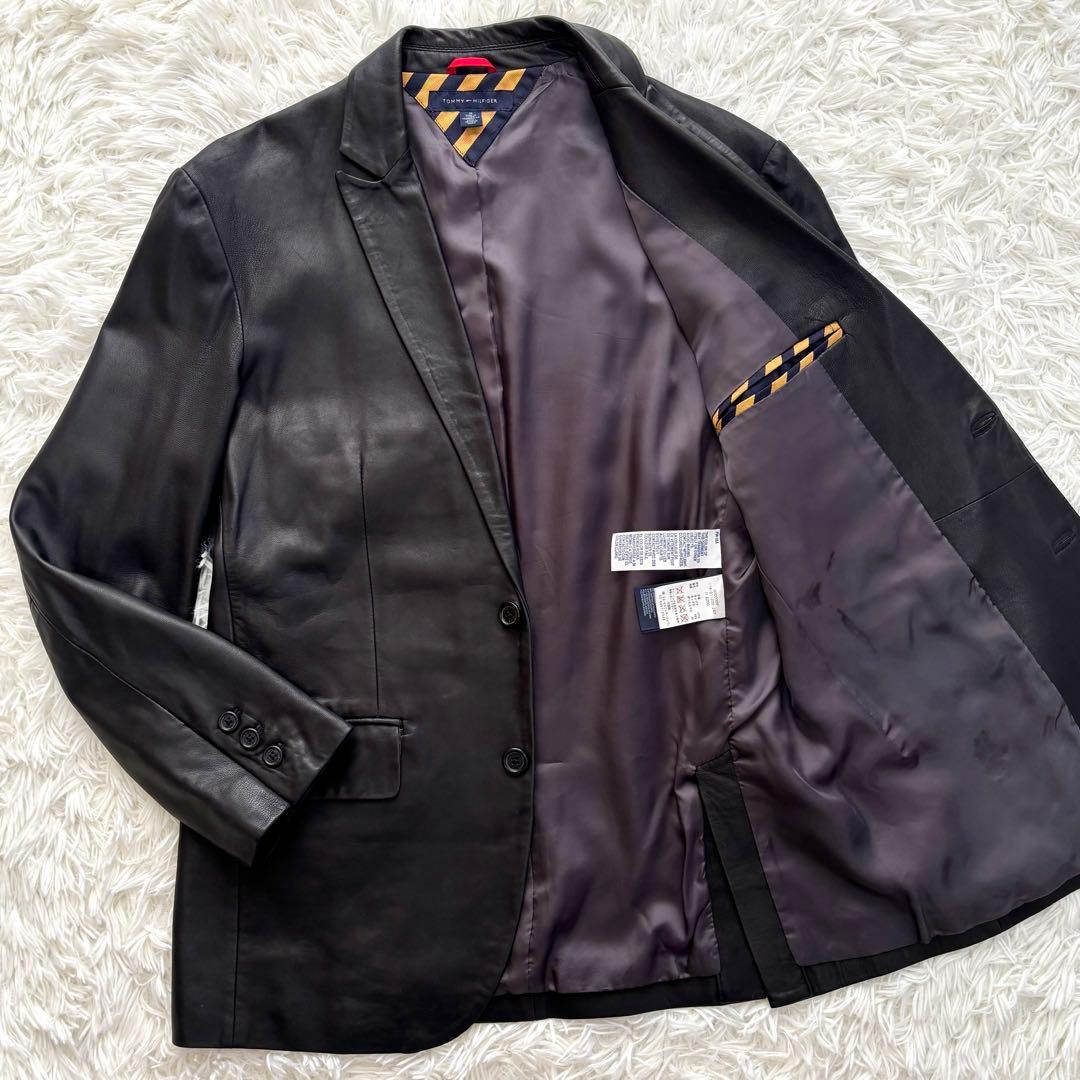 pippi さん専用Lサイズ相当 ラムレザー羊革 トミーヒルフィガー テーラード Tommy Hilfiger トミーヒルフィガー レザー テーラード ジャケット
