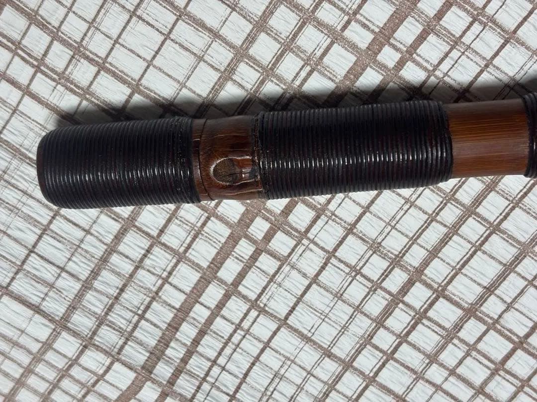 雅楽 龍笛 古管 煤竹 漆 籐巻 白木筒