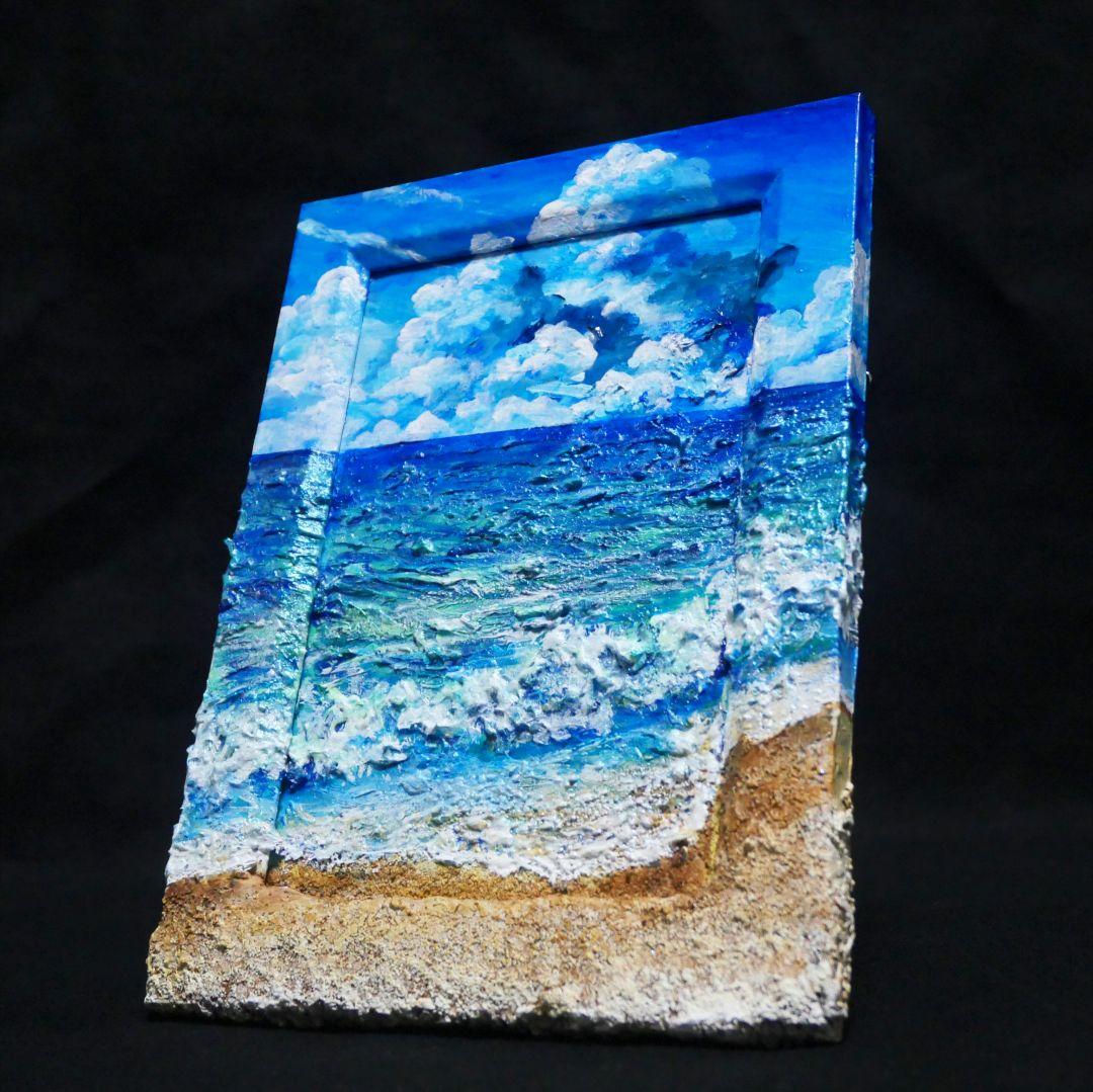 油絵 油彩 油彩画 絵 絵画 【夏の砂浜の海】ミニ絵画 - メルカリ
