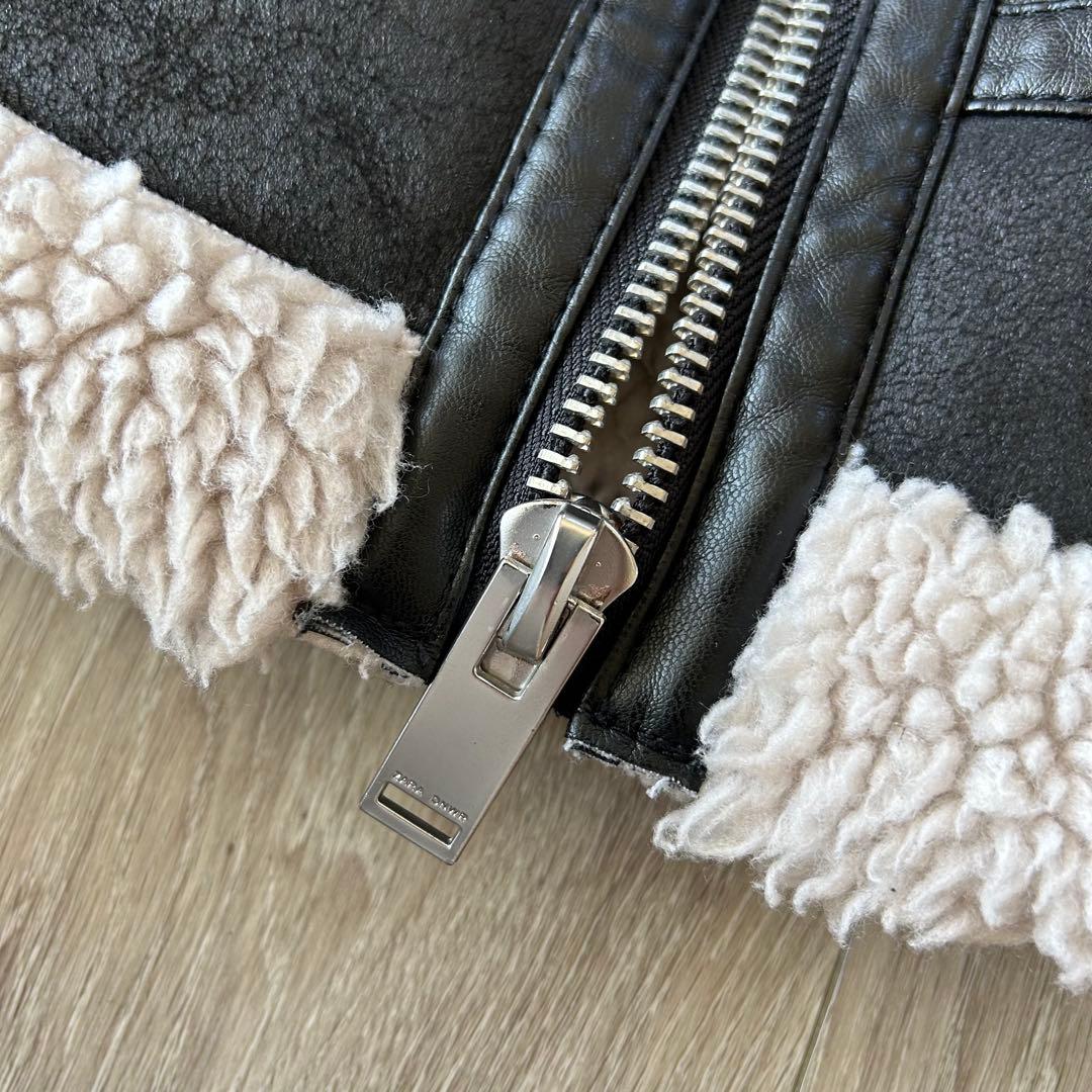 ZARA ザラ フェイクムートン B3 フライトジャケット ブラック S ボア
