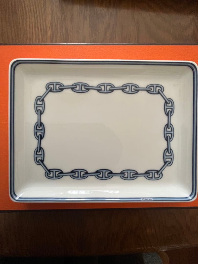 未使用　エルメス　シェーヌダンクルスクエアプレート皿 楽天市場】HERMES エルメス Chaine D'ancre Platinum Plate スクエア