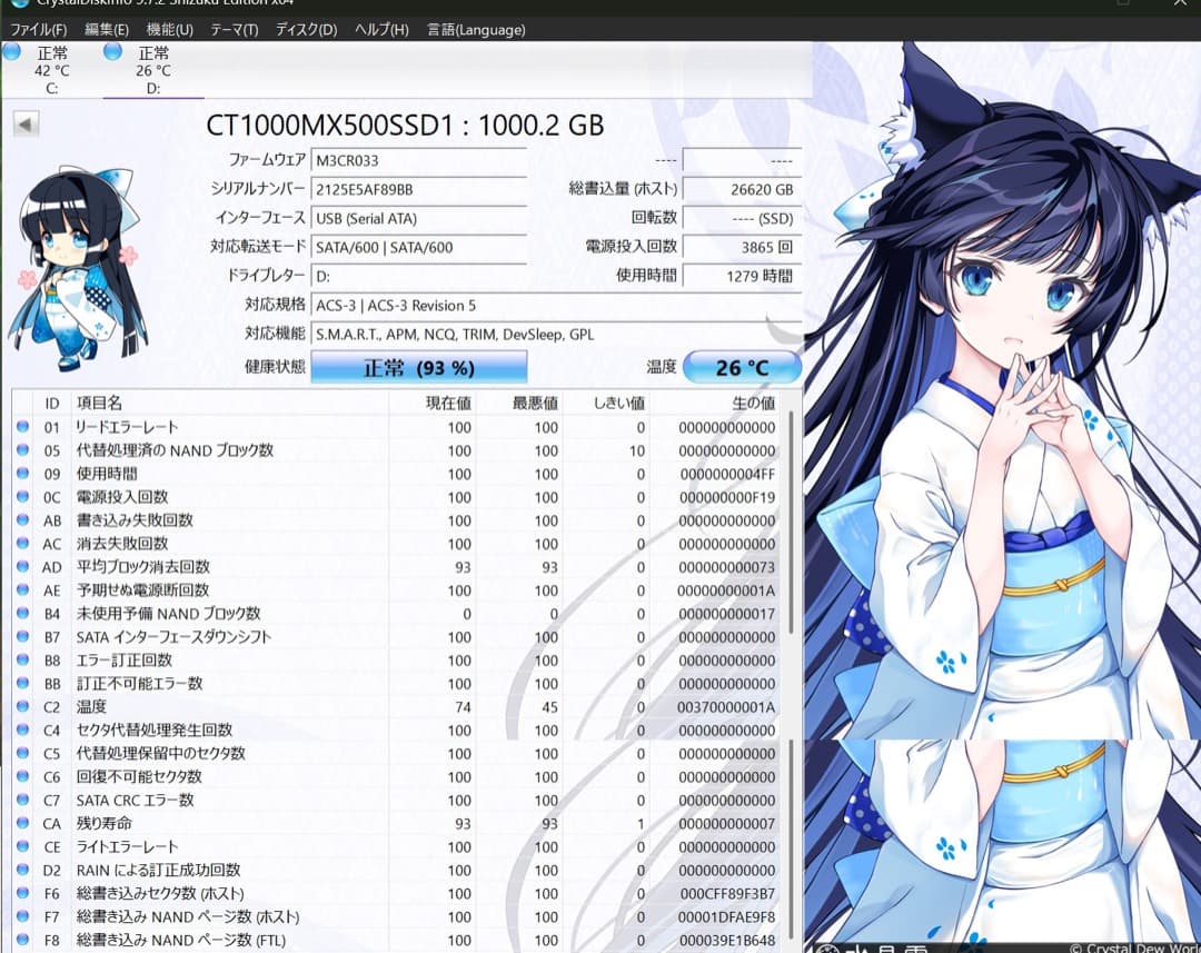 Crucial SATA 2.5inch SSD MX500シリーズ 1TB