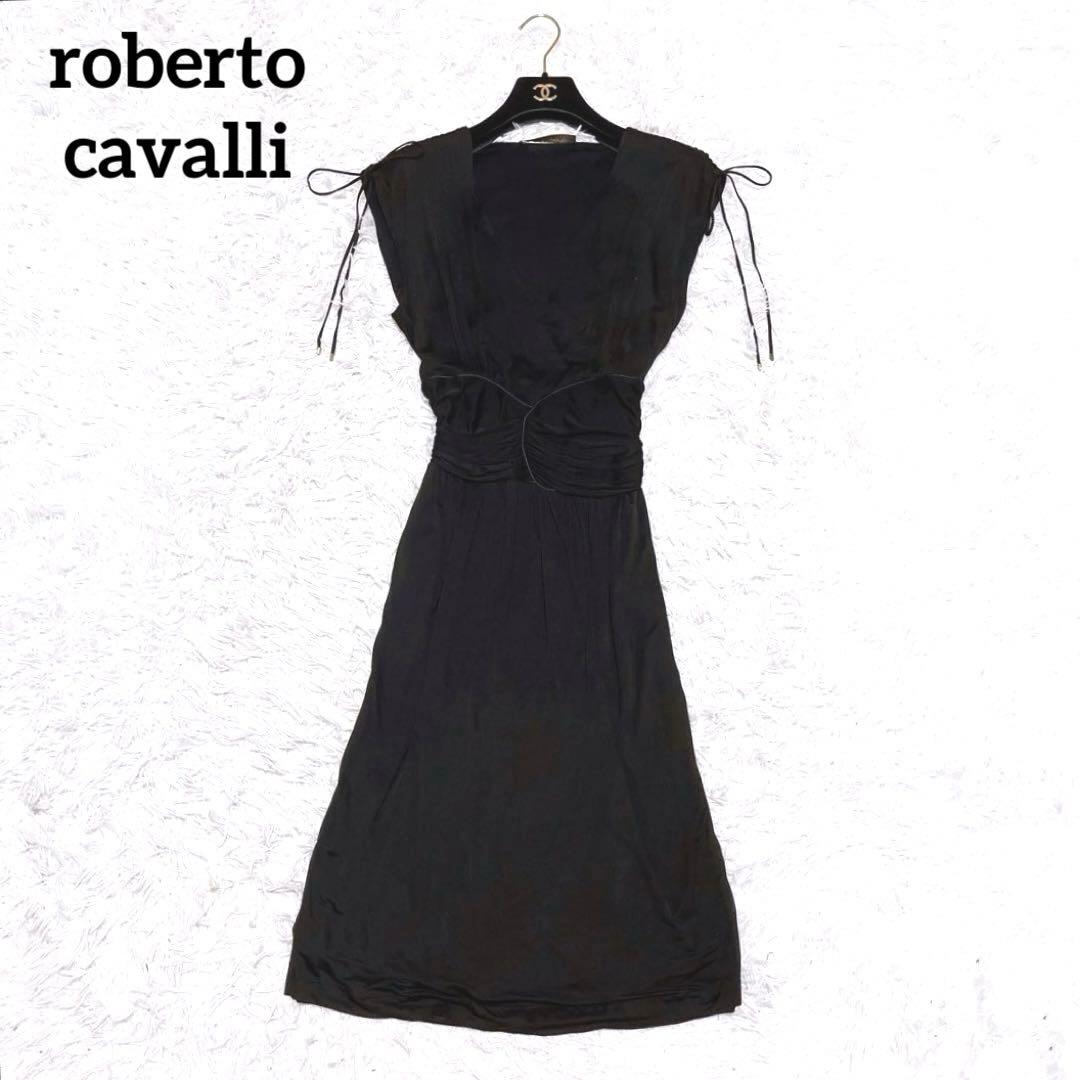 roberto cavalli カシュクール ドレス ワンピース リボン 黒 roberto cavalli カシュクール ドレス ワンピース リボン 黒