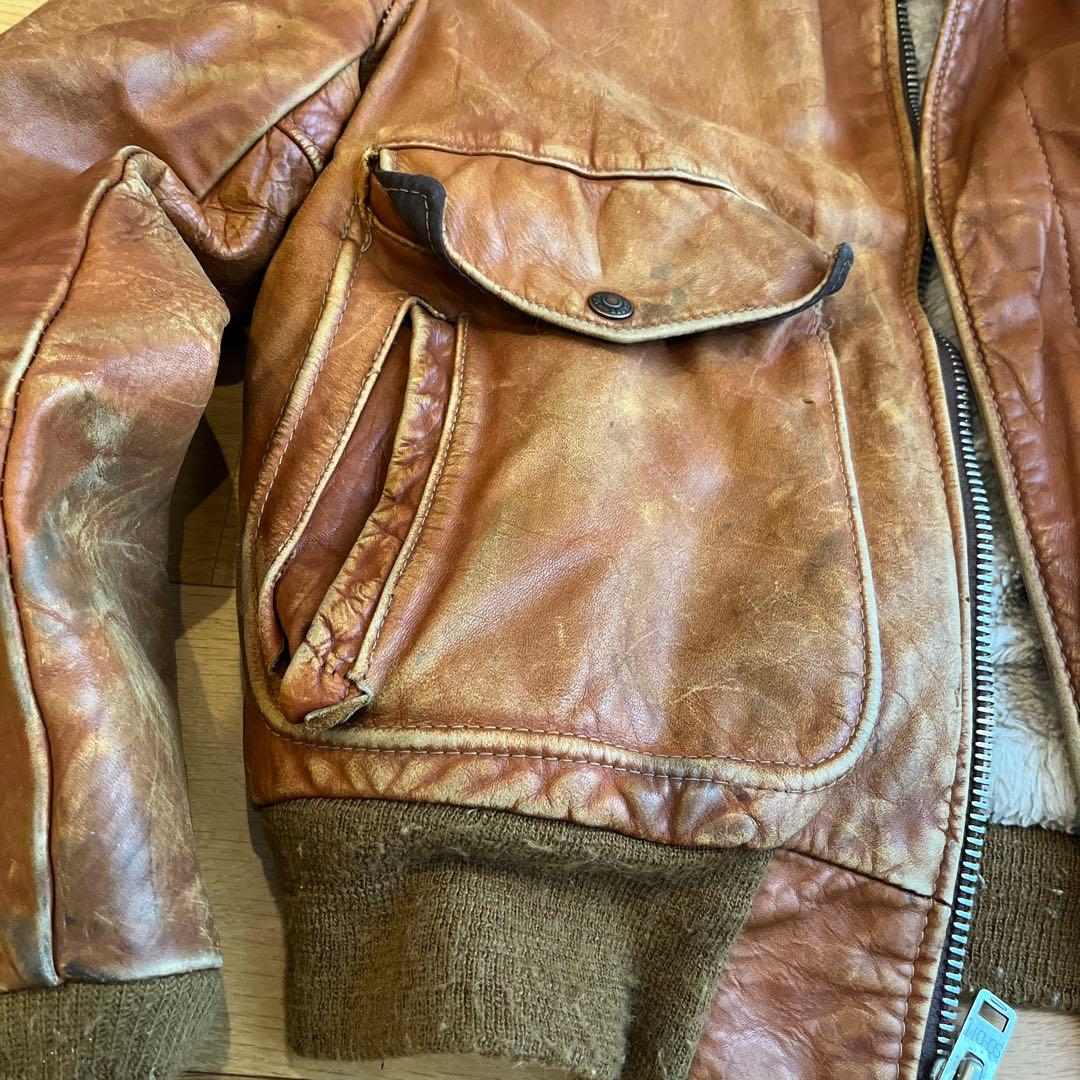 レザー ファー付きブラウンジャケット ショット schott A2