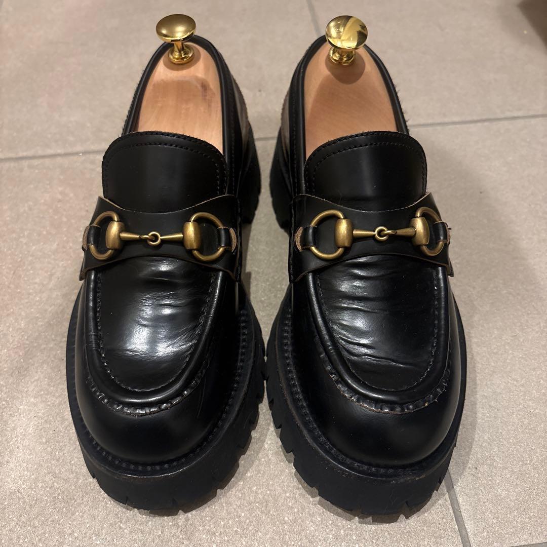 GUCCI ラグソール ホースビット ローファー ホースビット付き メンズ ラグソール ローファー ・ブラック