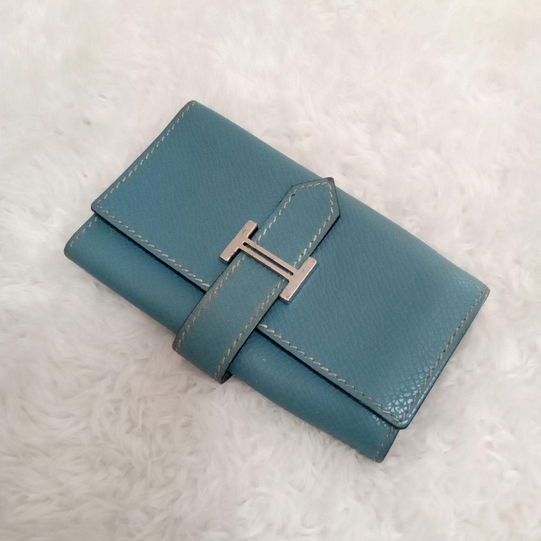 HERMES レザーキーケース6連 □J 青 ブルー ユニセックス HERMES レザーキーケース6連 □J 青 ブルー ユニセックス