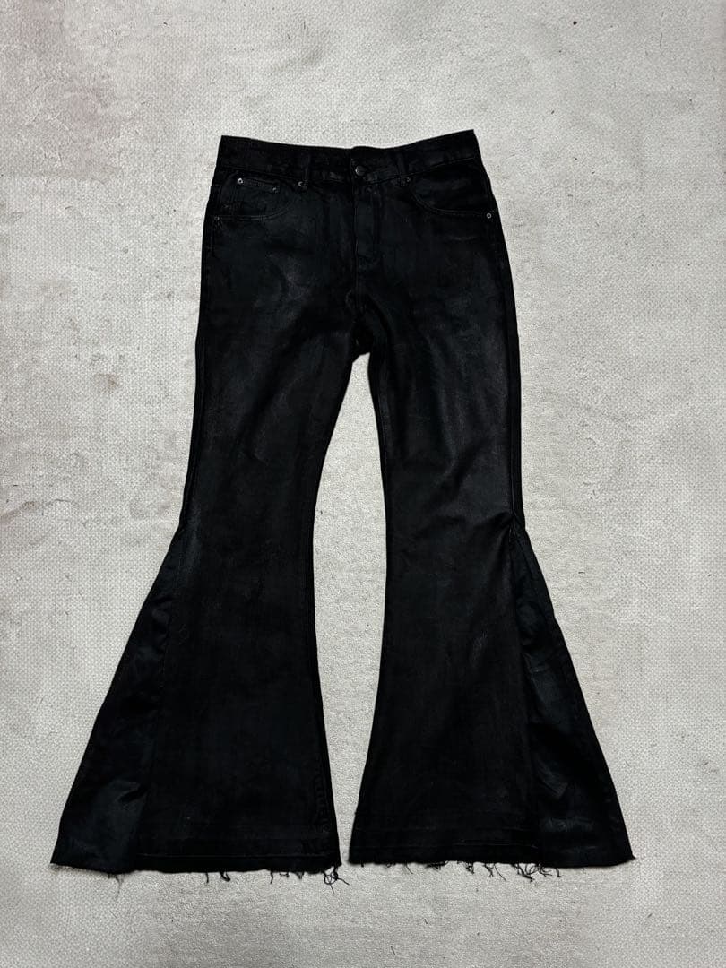 wax デニムパンツ ブーツカット フレア ブラックデニム ワックス