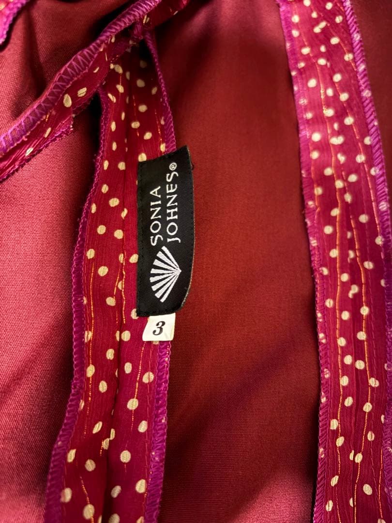 SONIA JOHNES バーガンディ ドット柄 ブラウス サイズ3 フラメンコ