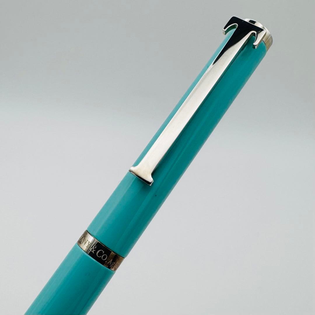 美品 ティファニー Tクリップ ボールペン SV925 シルバー ブルー